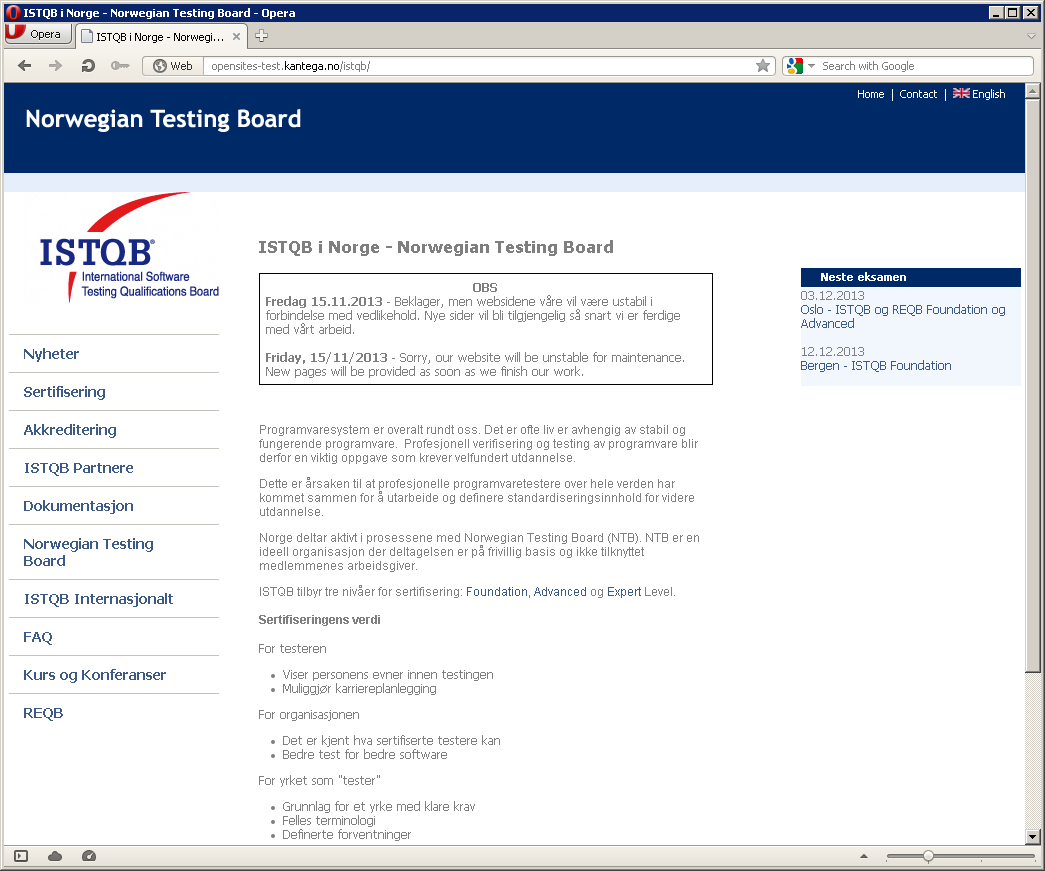 Gamle istqb.no